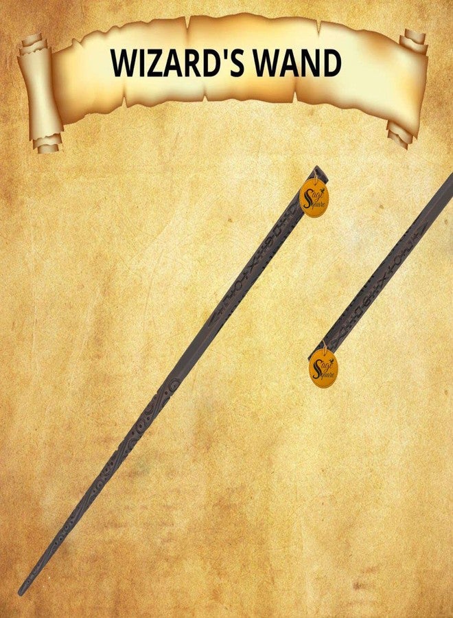 سايج سكوير عصا سحرية سوداء كلاسيكية عادية من سيج سكوير مصنوعة يدويًا، عصا سحرية قابلة للتحصيل، إكسسوار تنكري (طولها 40 سم) - Image 2